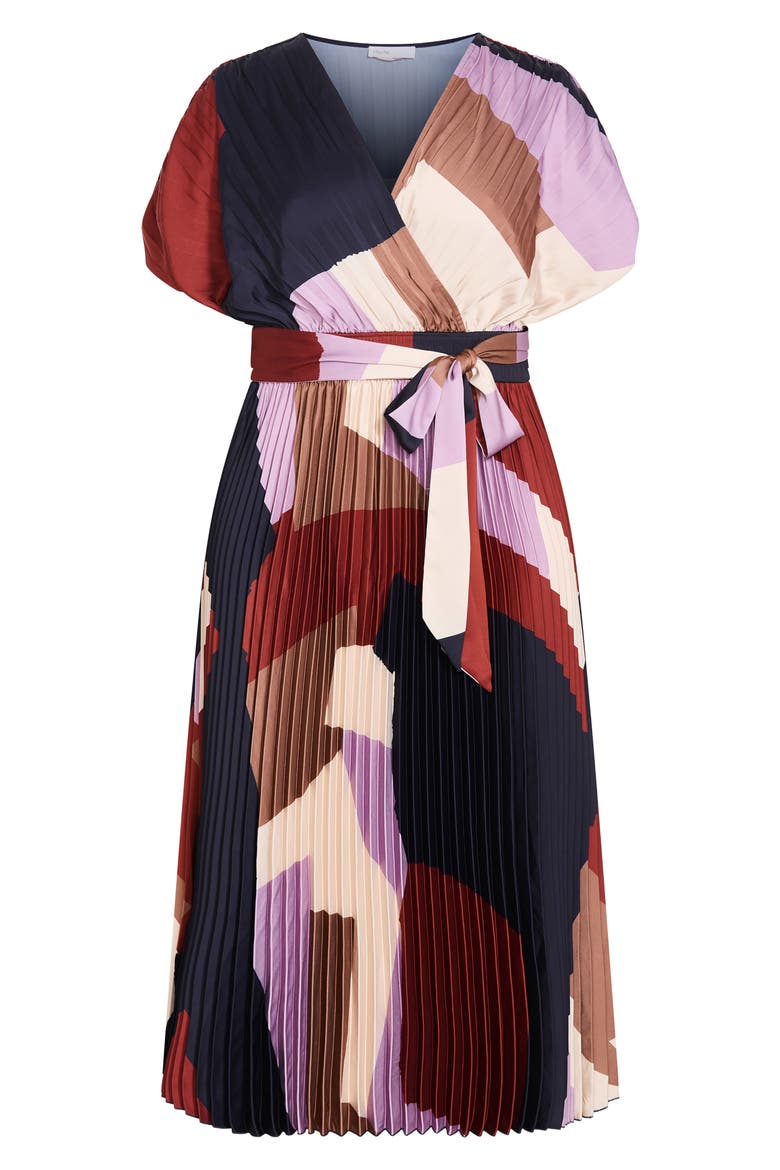 Hailey Abstract Print Midi Dress, Alternate, color, GEO MUSE