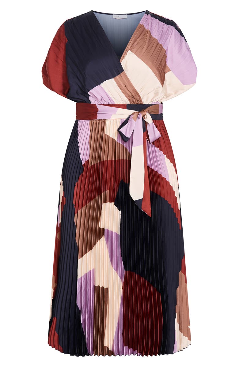 City Chic Hailey Abstract Print Midi Dress, Alternate, color, Geo Muse