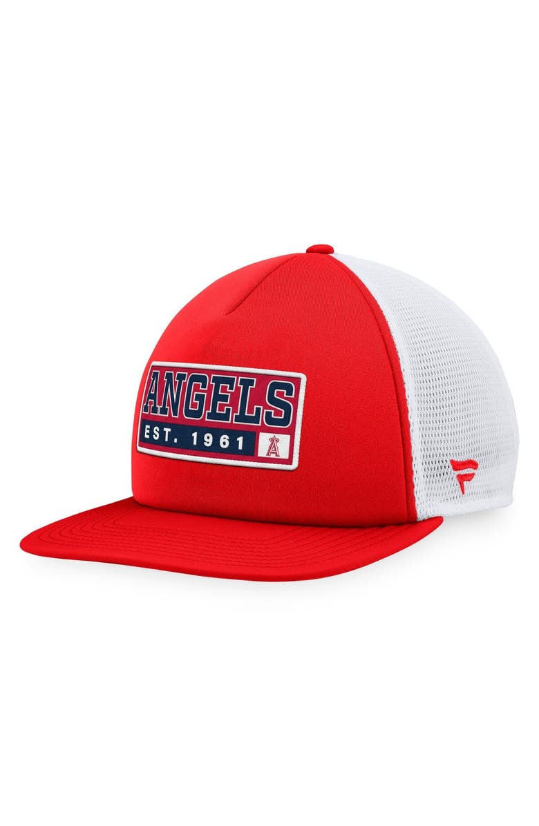 MAJESTIC Men's Majestic Red/White Los Angeles Angels Foam Trucker Snapback Hat, Main, color, Red