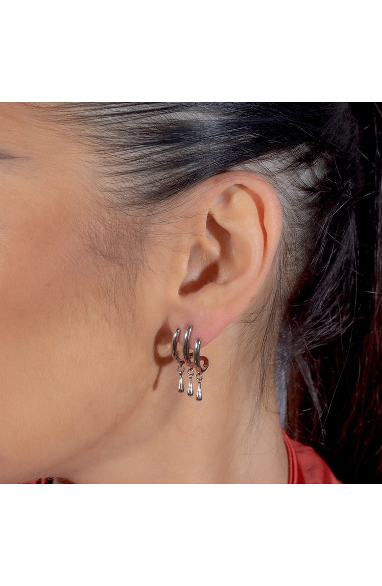 Lucy Quartermaine Waterfall Three Hoop Studs With Drips, Alternate, color, Sterling Silver