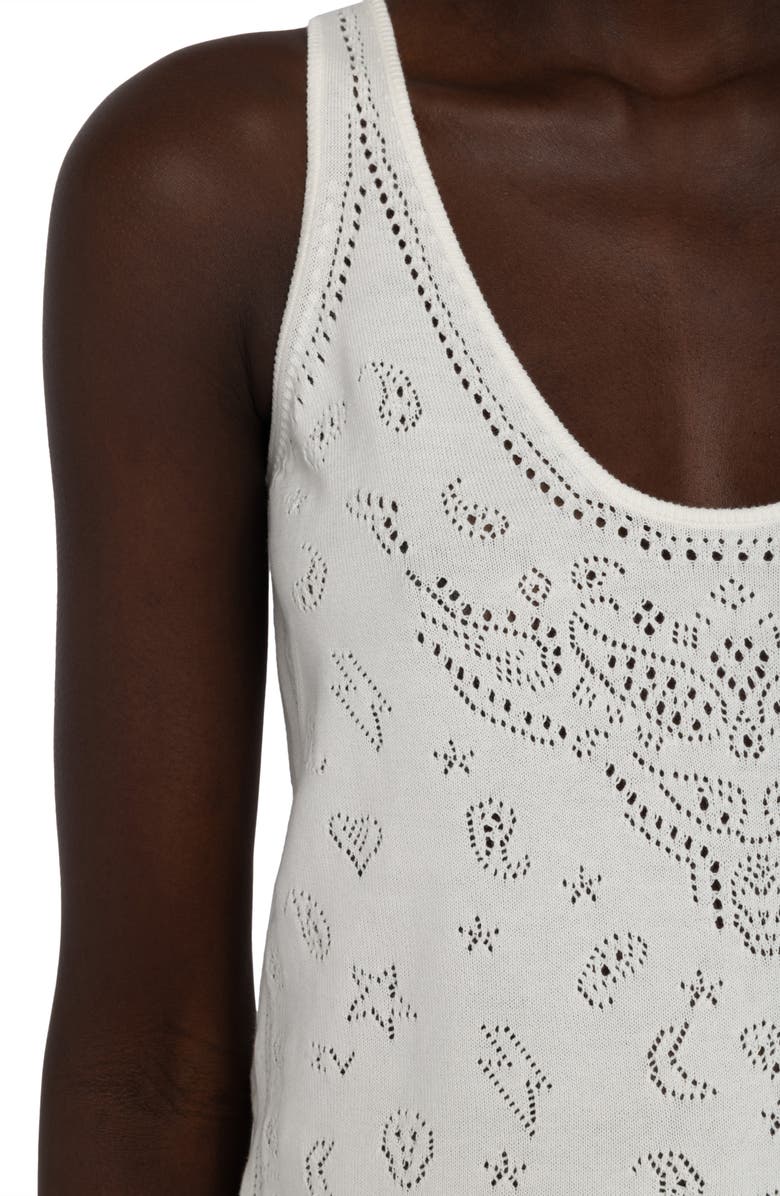 Zadig & Voltaire Jossy Bandana Pointelle Cotton Sweater Tank, Alternate, color, Eggshell