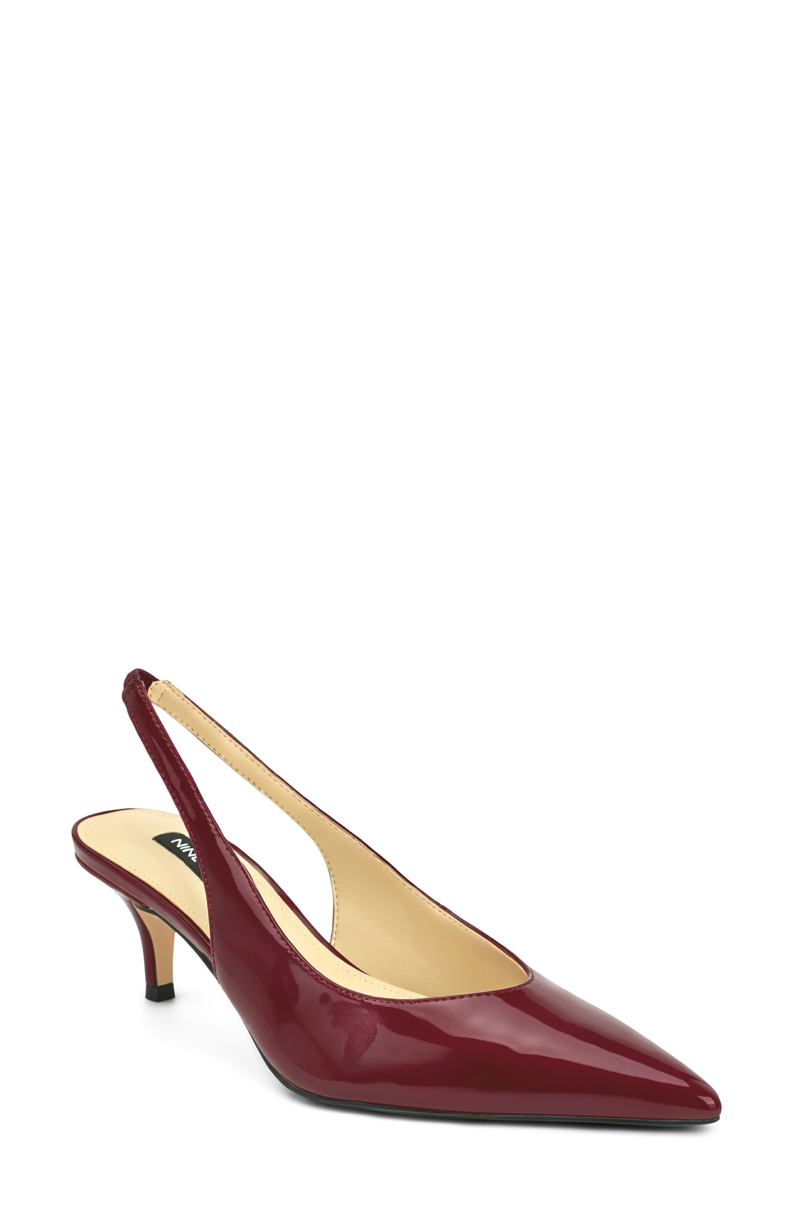 Cassy Pointed Toe Slingback Pump, Main, color, DARK RED