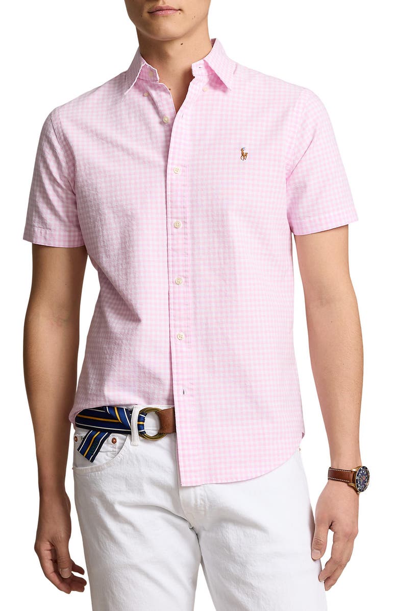 Polo Ralph Lauren Check Cotton Short Sleeve Button-Down Shirt, Main, color,