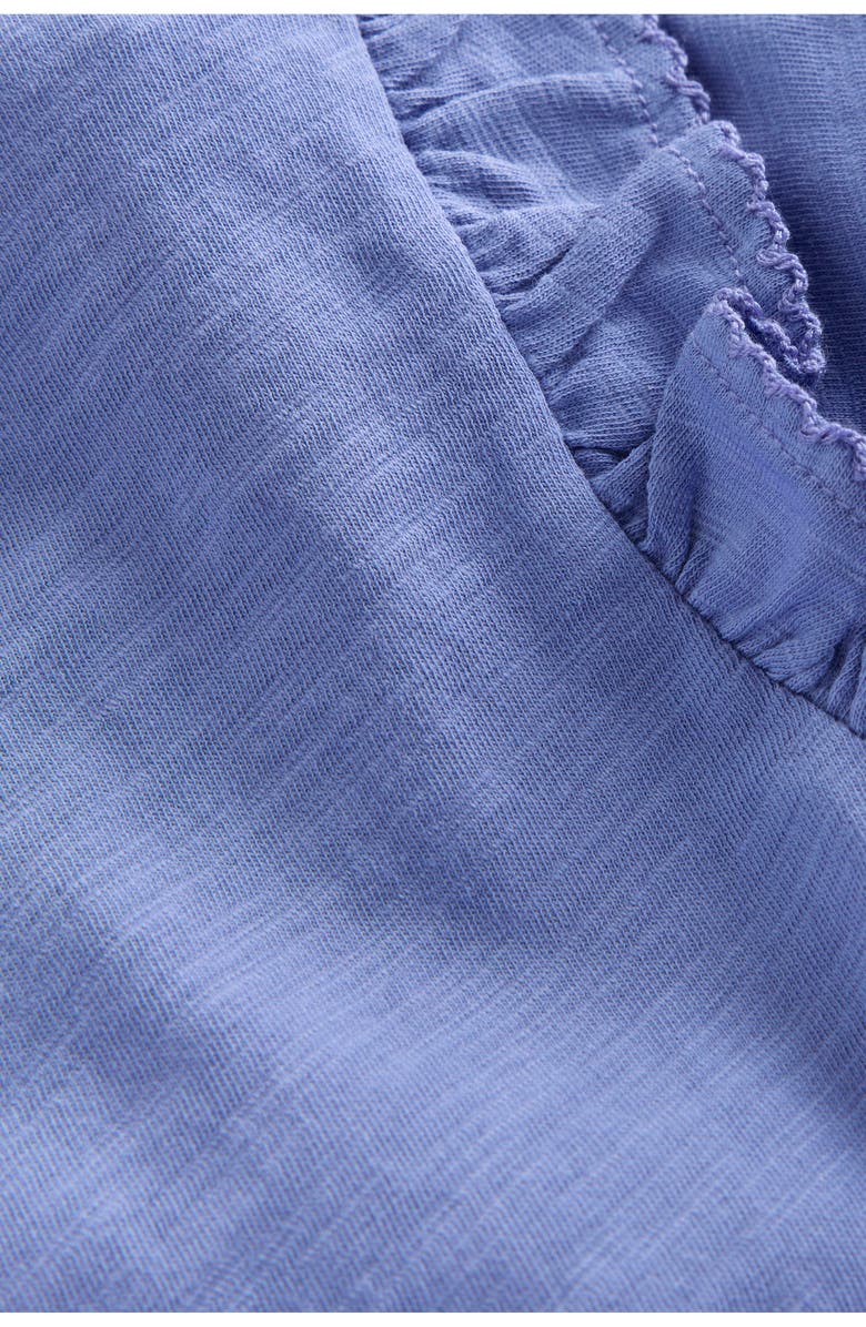 Mini Boden Kids' Frill Accent Slub Cotton Top, Alternate, color, Vintage Blue