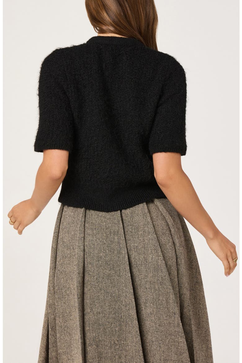 Organza Bow Mixed Media Sweater, Alternate, color, BLACK