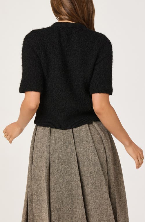 Astr The Label Organza Bow Mixed Media Sweater In Black