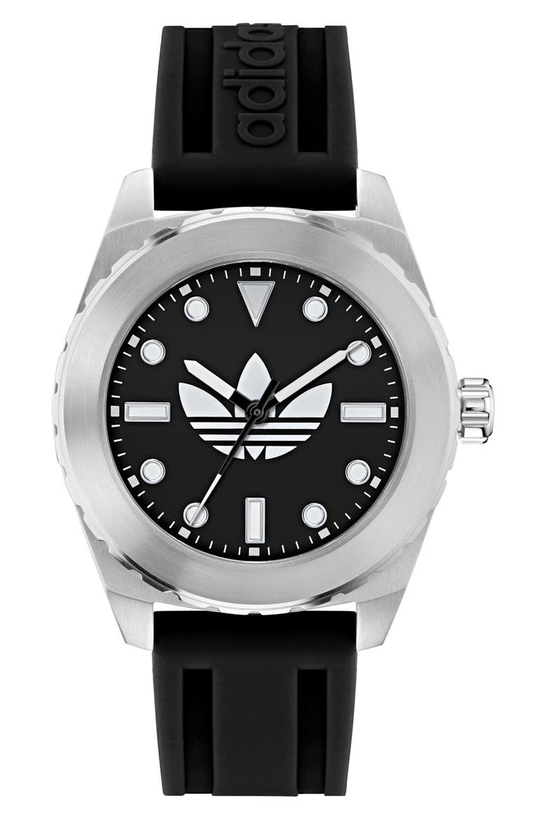 The Discoverer One Black Silicone Strap Watch, 44mm, Main, color, BLACK