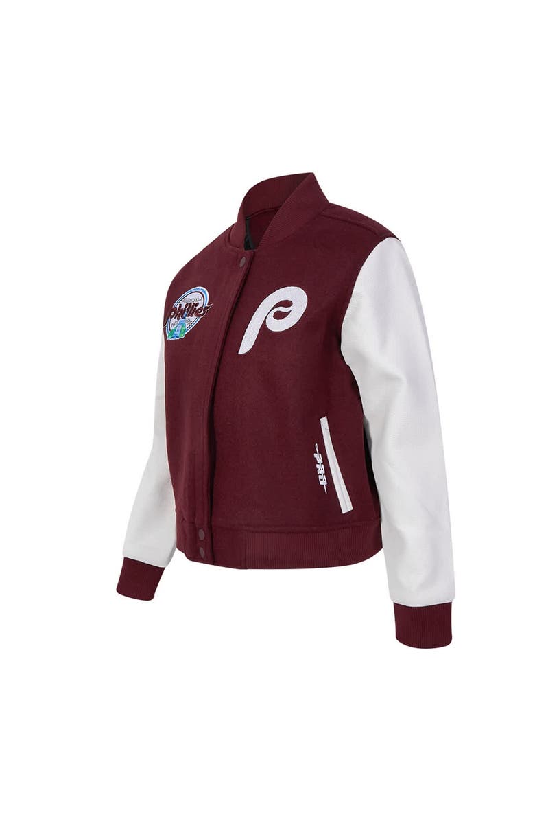 PRO STANDARD Women's Pro Standard Burgundy Philadelphia Phillies Game Day Classics Wool Varsity Jacket, Alternate, color, Burgundy