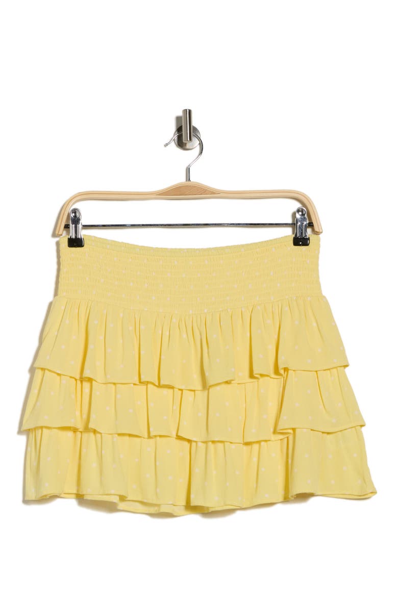 Tiered Crepe Miniskirt, Alternate, color, YELLOW- IVORY BETTY DOT