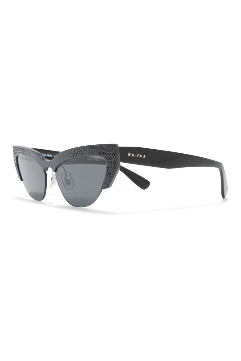 59mm Modern Cat Eye Sunglasses, Alternate, color, BLACK