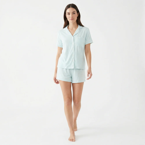 Motette Short Sleeve And Shorts Pajama Set In Gray