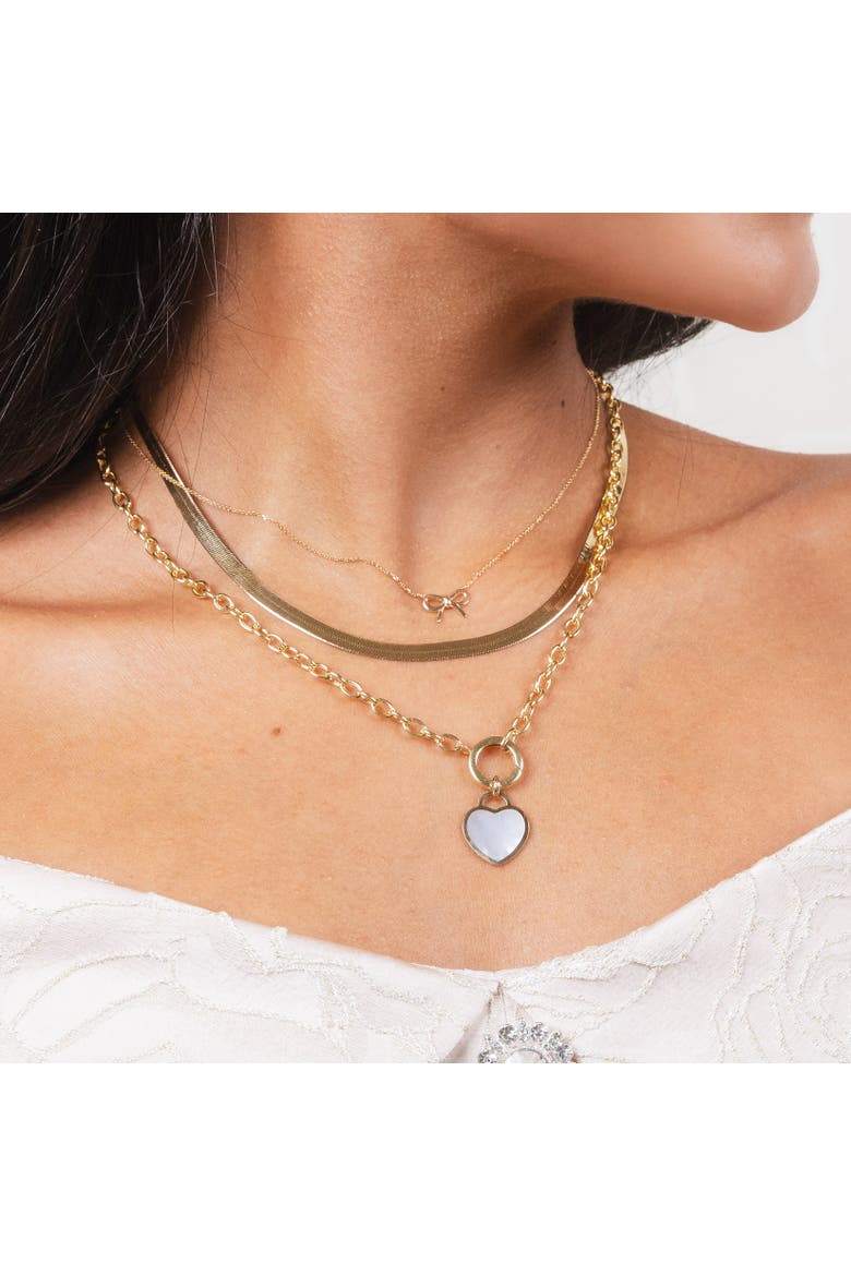 Large Herringbone Necklace, Alternate, color, Yellow Gold