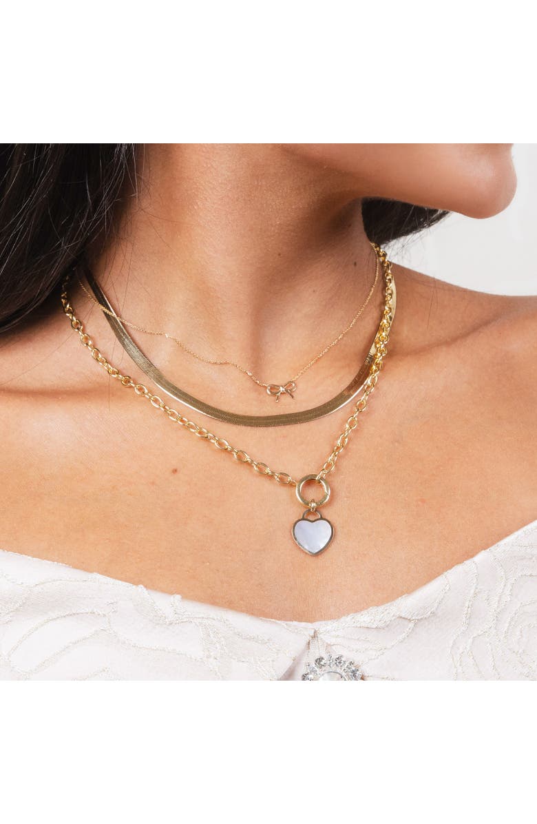 The Lovery Fine Jewelry Gold Bow Necklace, Alternate, color, Yellow Gold