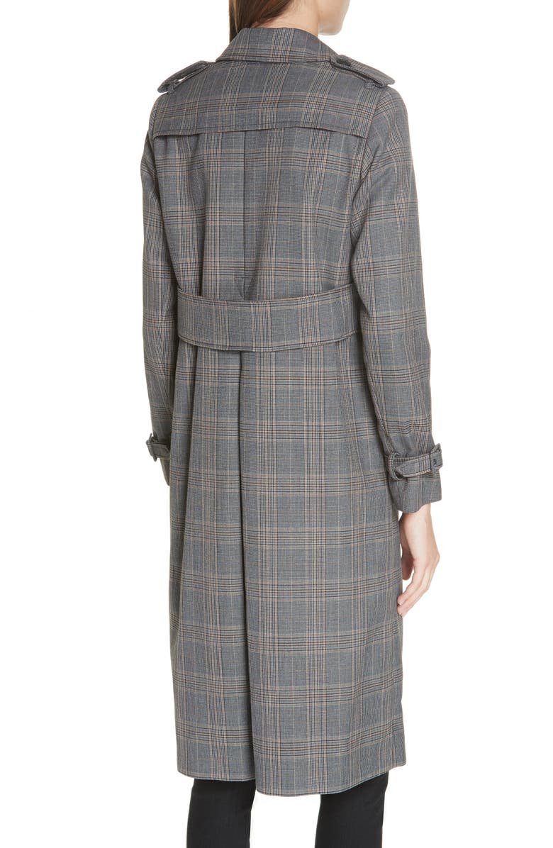 SANDRO Long Plaid Coat, Alternate, color, 