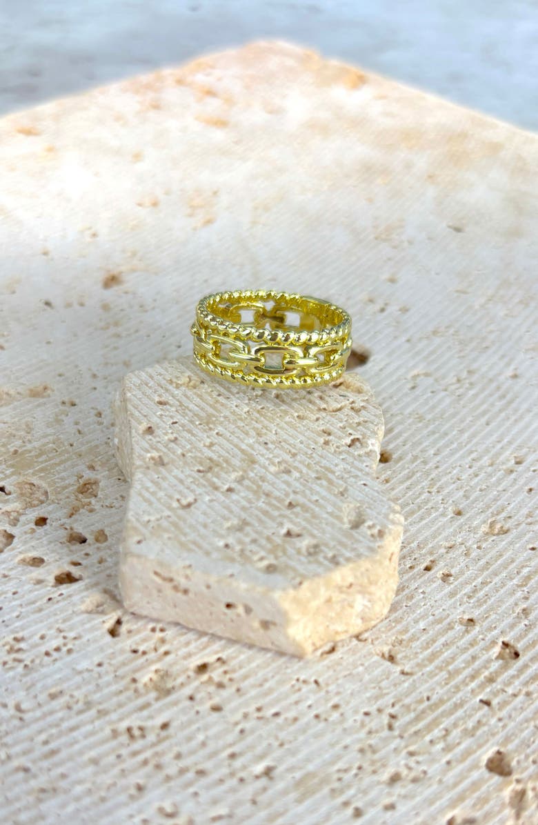 Adornia 14K Gold Plated Triple Band Ring, Alternate, color, Gold