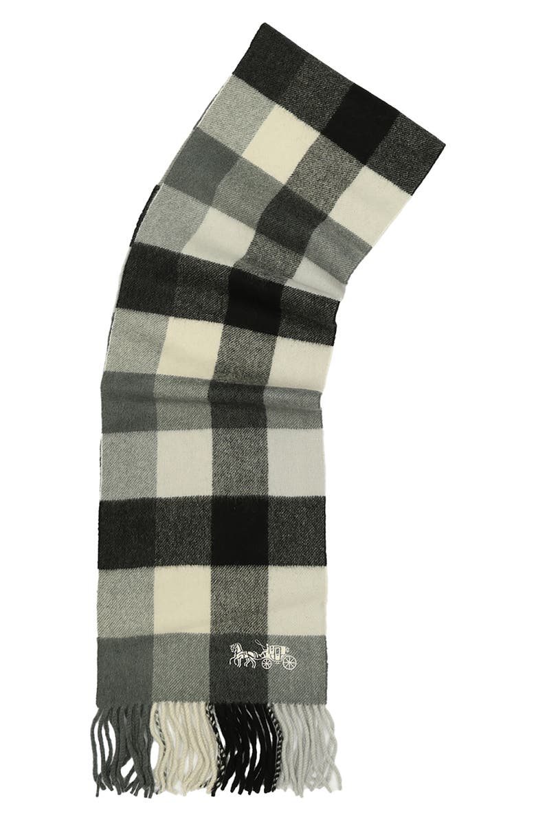 COACH Check Wool Scarf, Alternate, color,