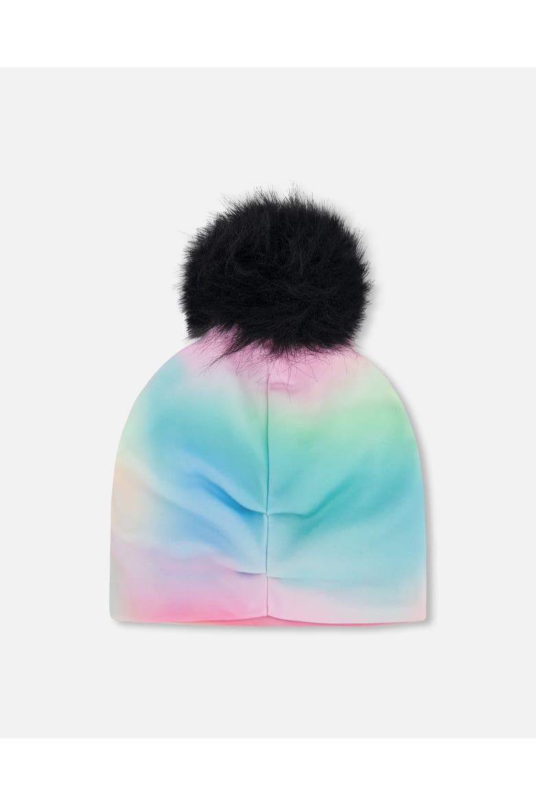 Stretch Jersey Hat with Pompom, Alternate, color, Multicolor