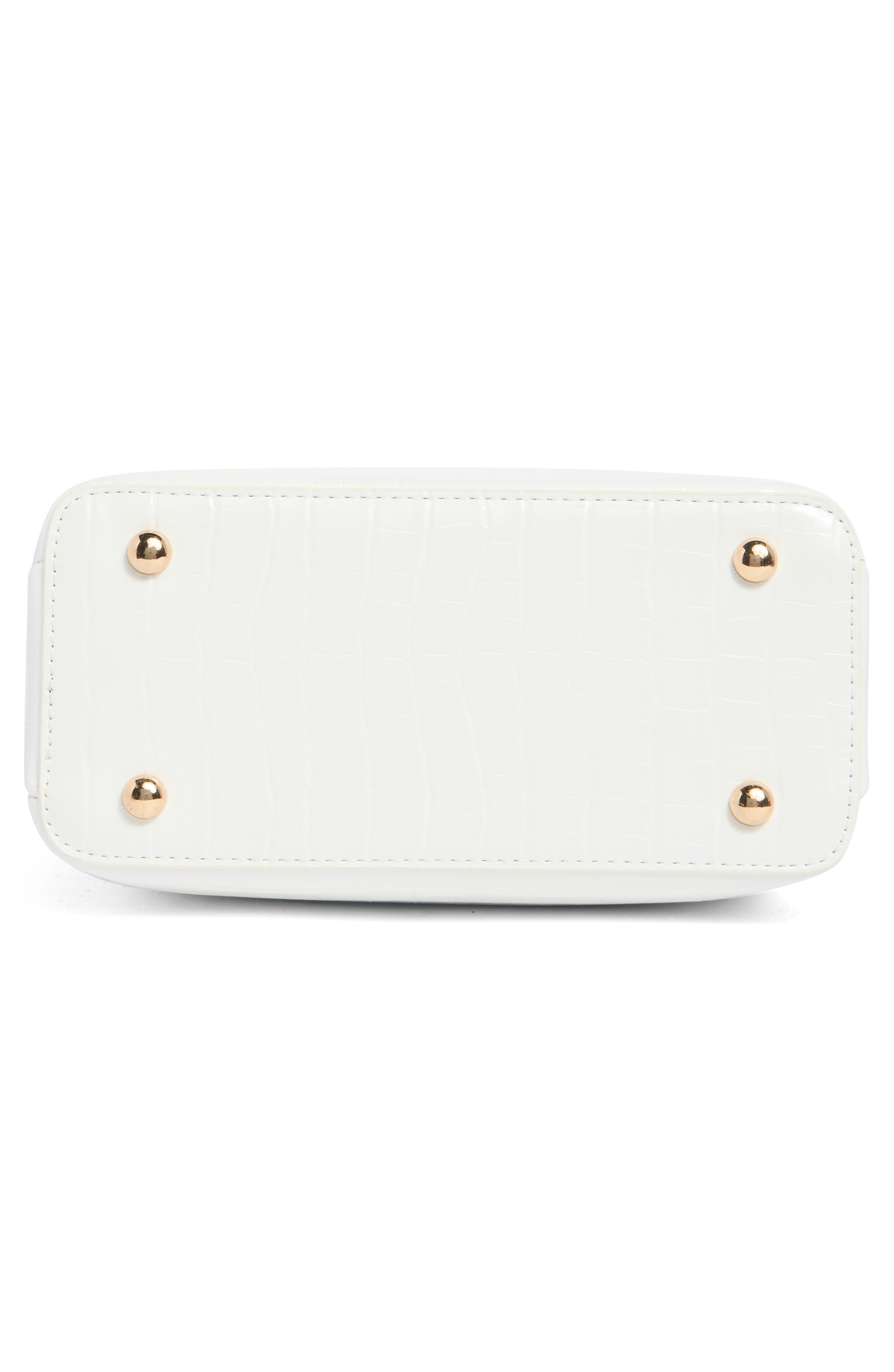 Dinky Dorrie Croc Embossed Faux Leather Satchel, Alternate, color, WHITE