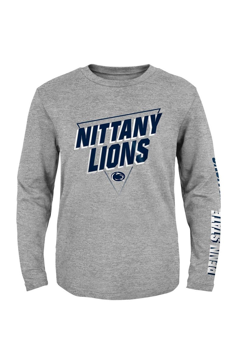 Outerstuff Youth Heather Gray Penn State Nittany Lions 2-Hit For My Team Long Sleeve T-Shirt, Alternate, color, 