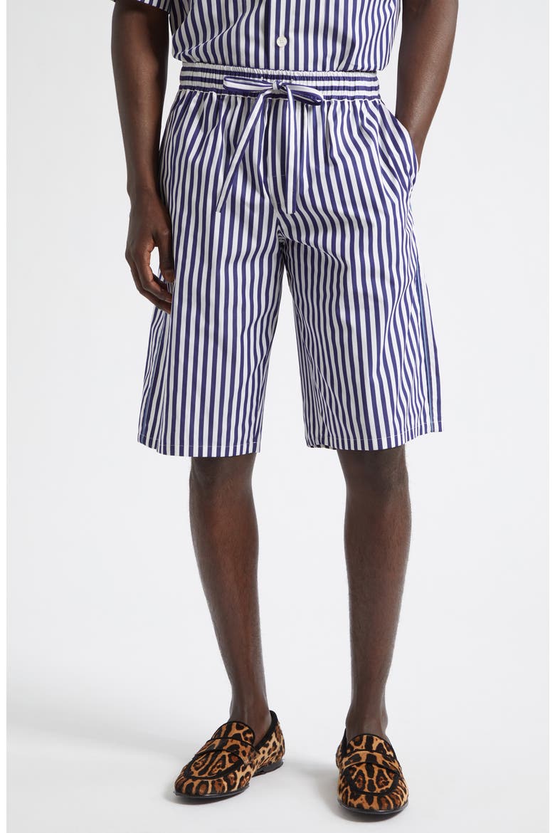 Stripe Cotton & Silk Poplin Bermuda Shorts, Main, color, S8056 RIGATO