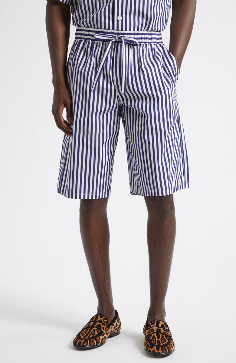 Dolce&Gabbana Stripe Cotton & Silk Poplin Bermuda Shorts, Main, color, S8056 Rigato