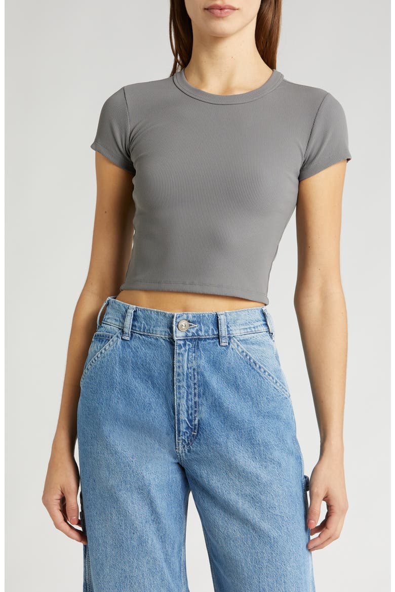 Compact Rib Crop Baby Tee, Main, color, GREY PEARL