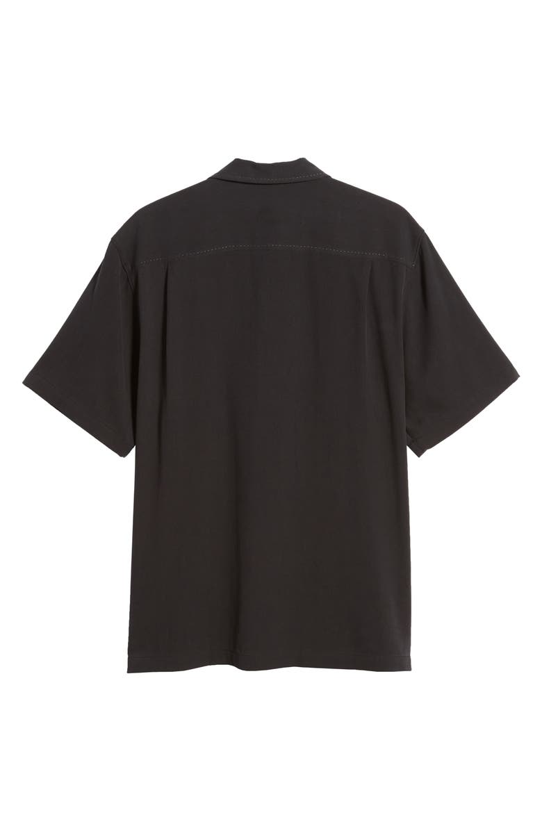 Tommy Bahama Herringbone Short Sleeve Silk Button-Up Camp Shirt, Alternate, color, 