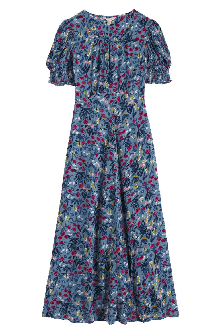 Marsh Violet Floral Dress, Alternate, color, SPRING STEMS SEASCAPE MIX