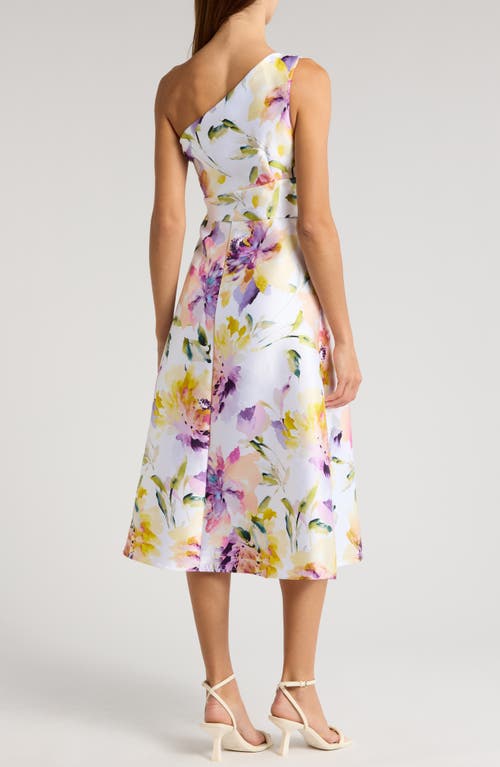 Julia Jordan Floral One-shoulder Cocktail Midi Dress