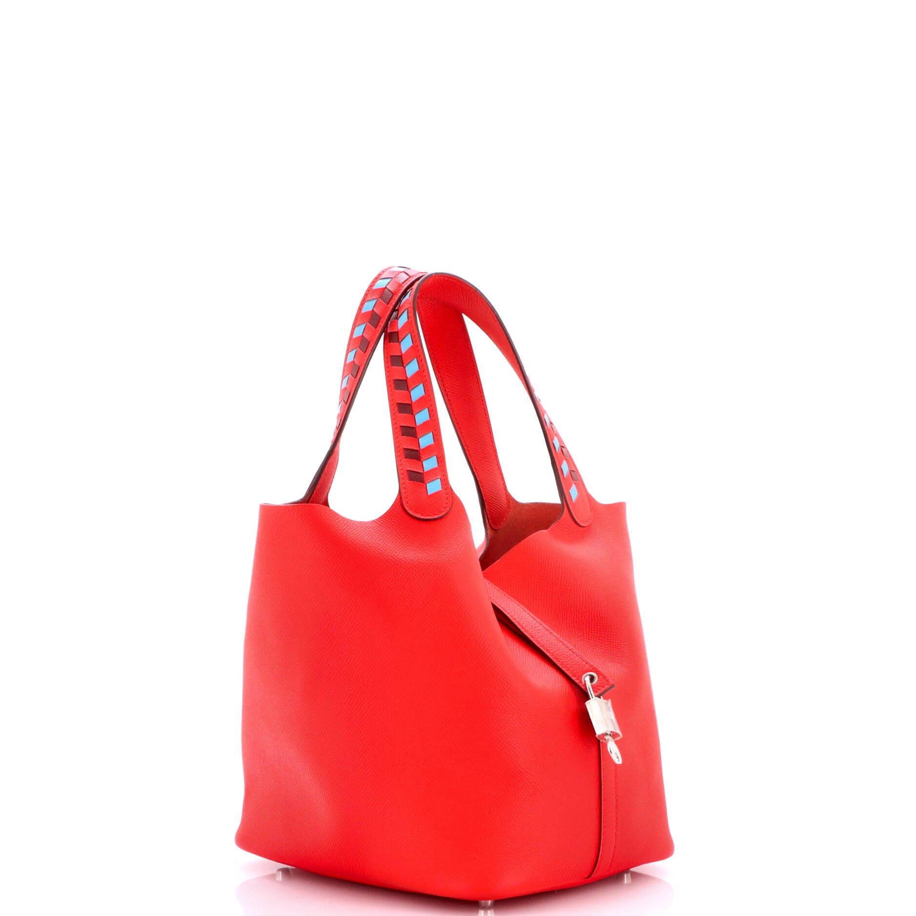 Picotin Lock Bag Tressage Epsom MM, Alternate, color, Red