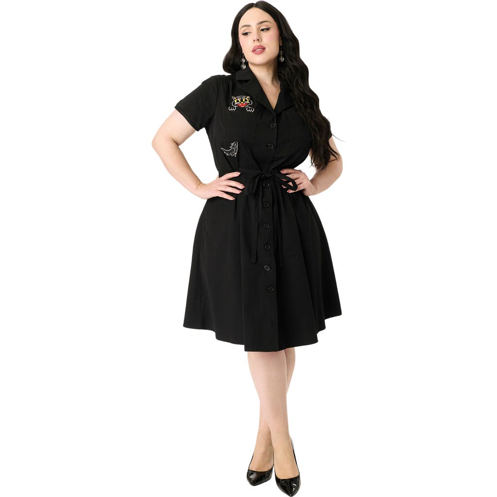Smak Parlour Plus Size 1960s Fit & Flare Dress In Black