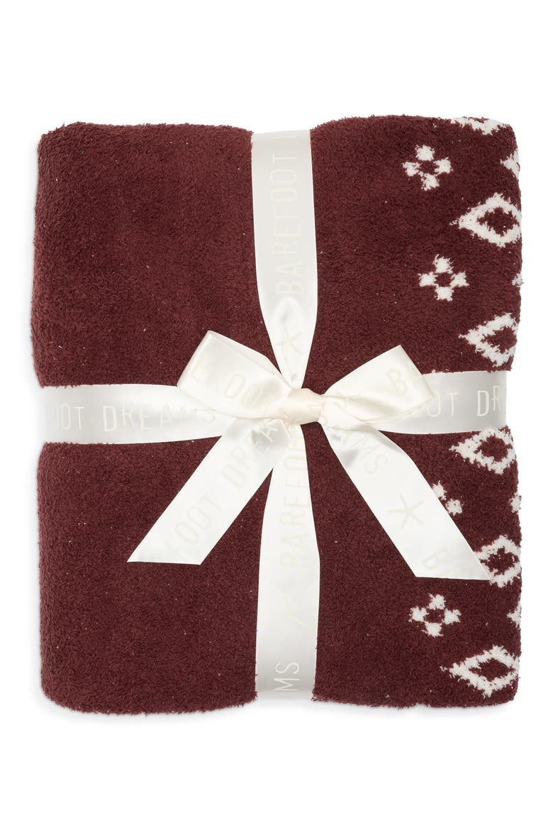 CozyChic Fair Isle Diamond Throw Blanket, Alternate, color, DEEP AUBERGINE/ CREAM