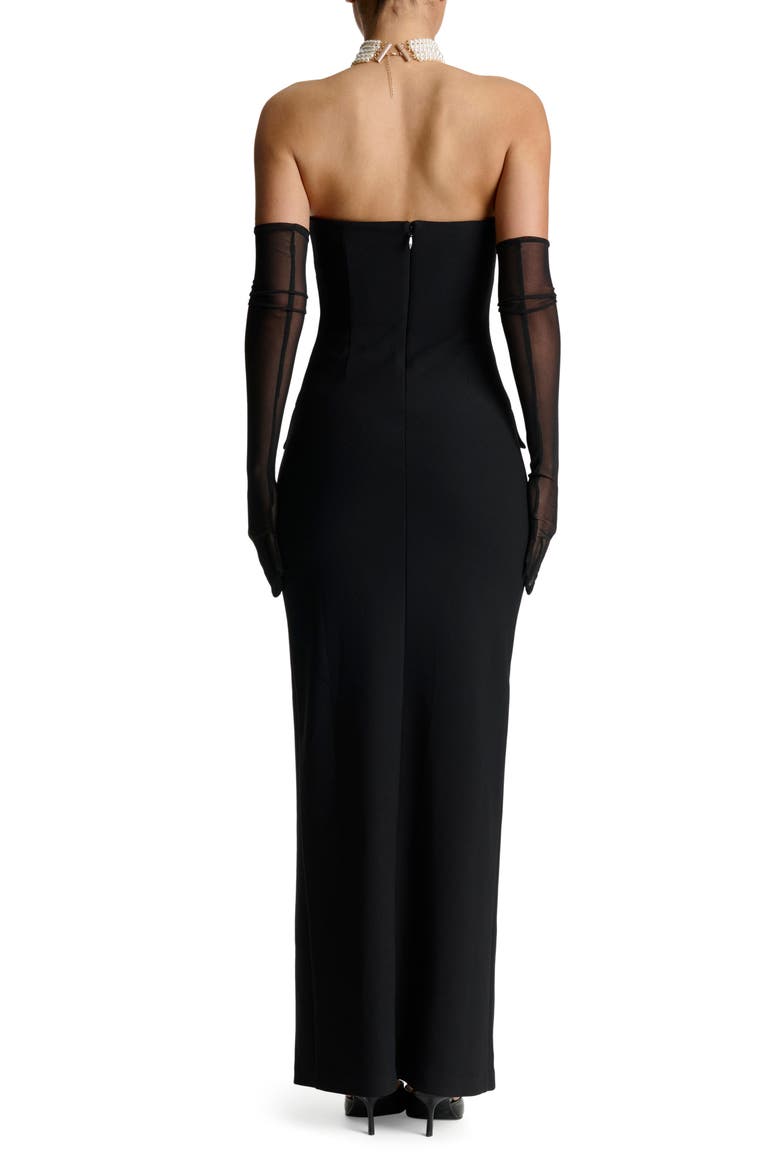 Strapless Side Slit Dress, Alternate, color, BLACK