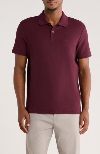 Calvin Klein Mico Waffle Polo In Burgundy
