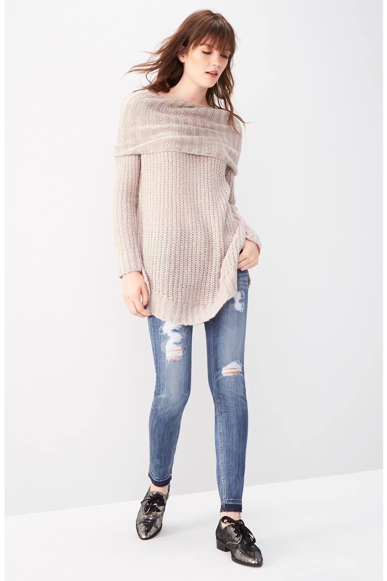 Cowl Neck Sweater, Alternate, color, MOCHA