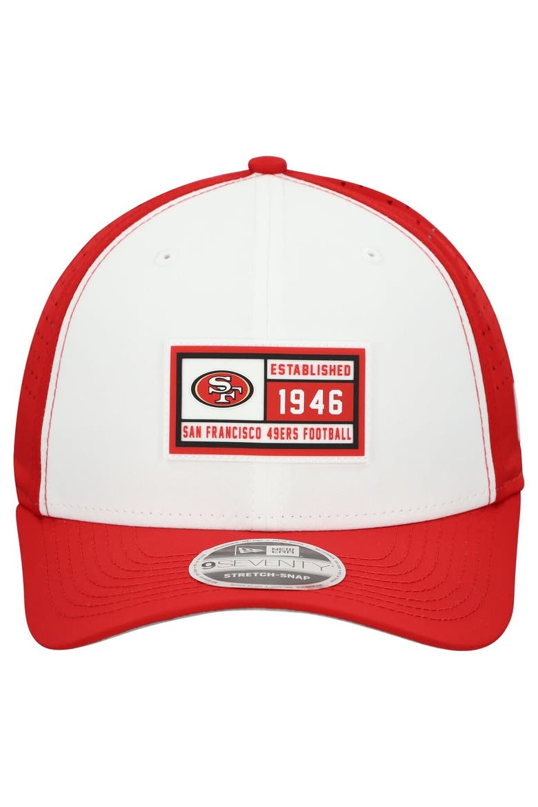Men's New Era  White/Scarlet San Francisco 49ers Established Patch 9SEVENTY Adjustable Hat, Alternate, color, White