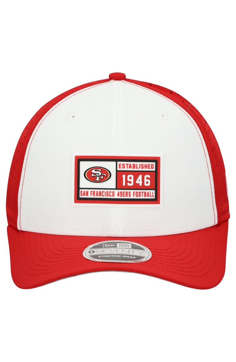 New Era Men's New Era  White/Scarlet San Francisco 49ers Established Patch 9SEVENTY Adjustable Hat, Alternate, color, White
