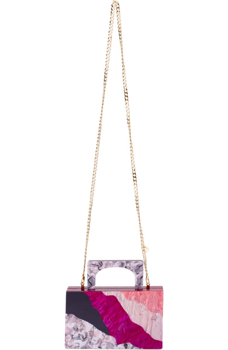 Olga Berg Fleur Acrylic Top Handle Bag, Alternate, color, Pink