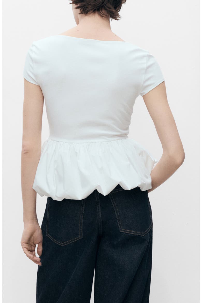 Short Sleeve Peplum Top, Alternate, color, WHITE