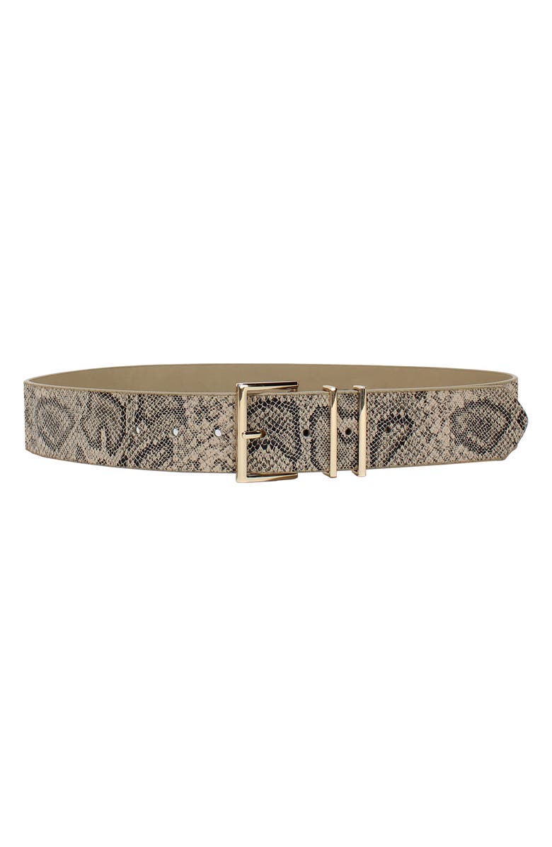 Linea Pelle Snakeskin Print Faux Leather Belt, Main, color, Camel/ Black