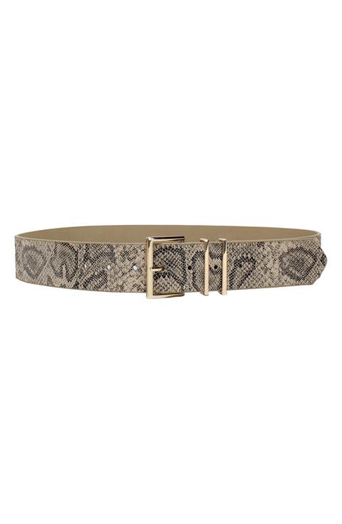 Snakeskin Print Faux Leather Belt