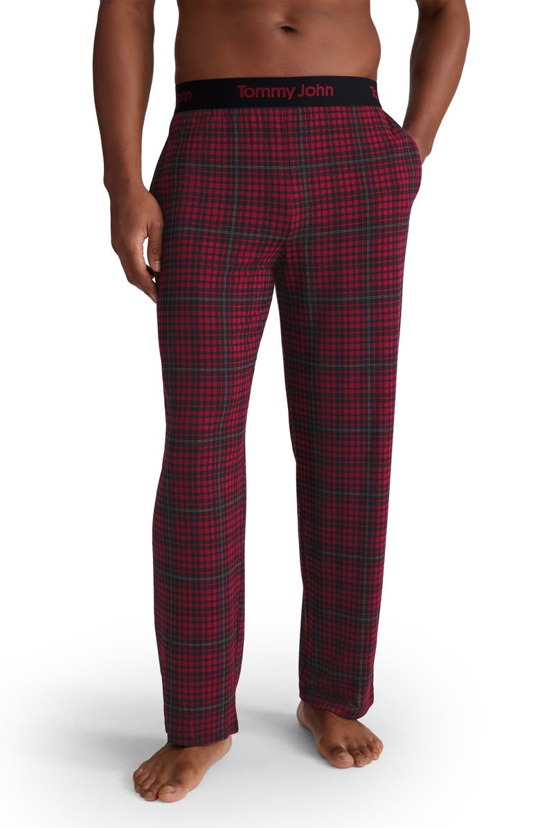 Tommy John Second Skin Pajama Pants, Main, color, Rhubarb Flannel