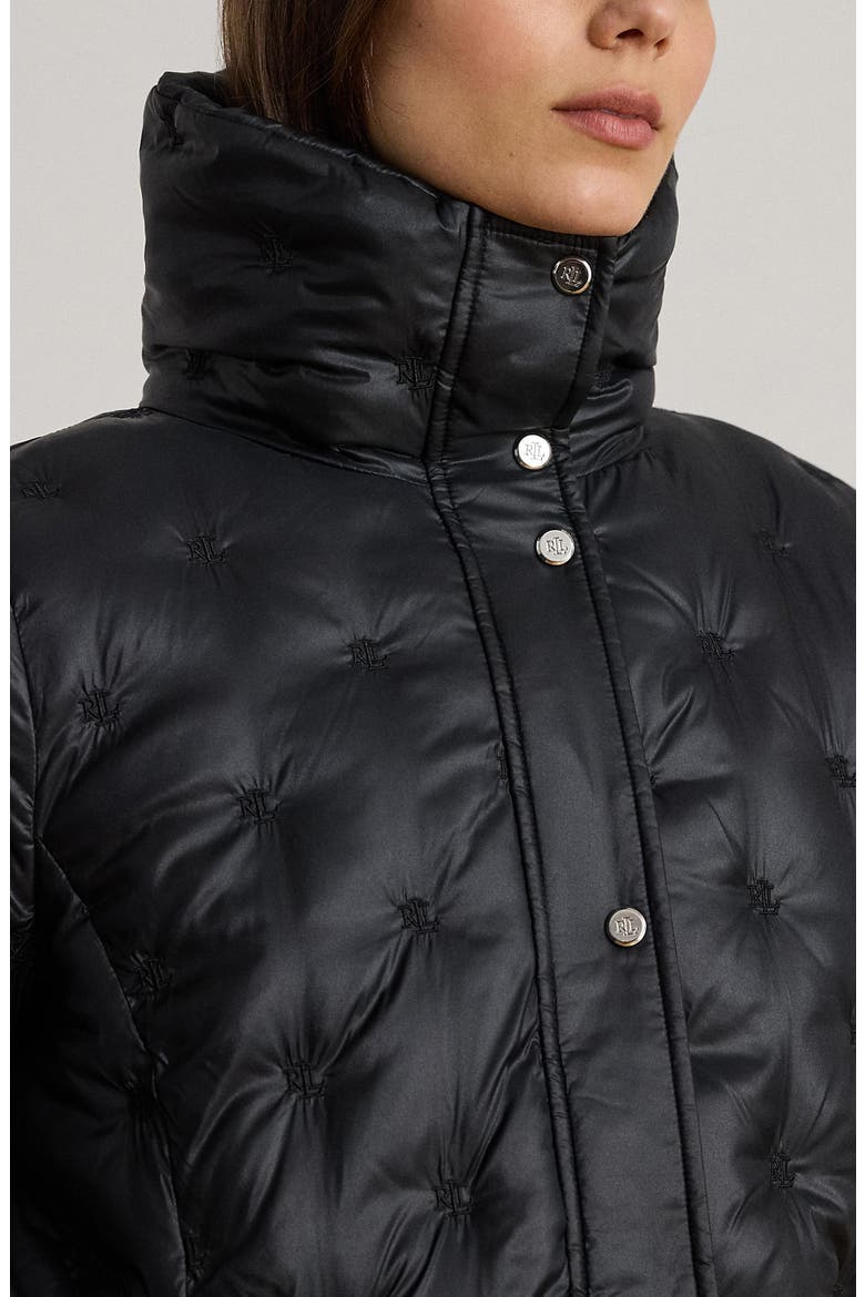 Monogram Quilted Puffer Jacket, Alternate, color, BLACK