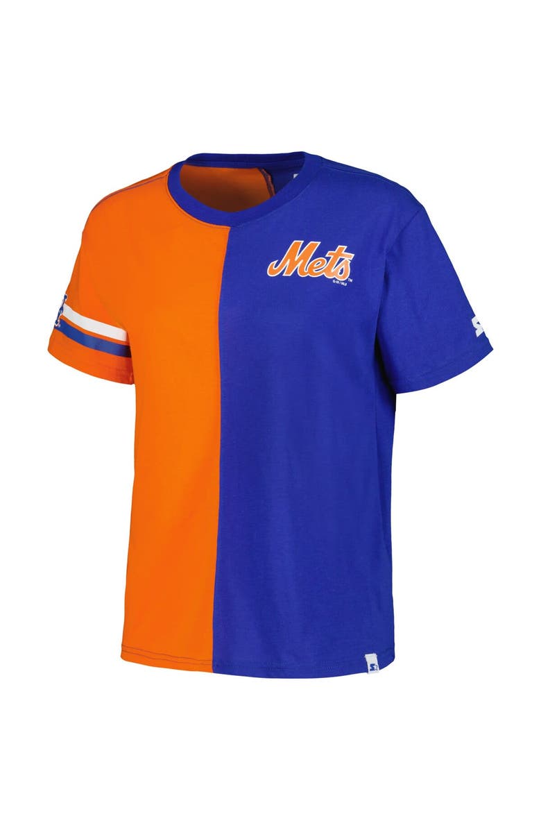 STARTER Women's Starter  Royal/Orange New York Mets Power Move T-Shirt, Alternate, color, 