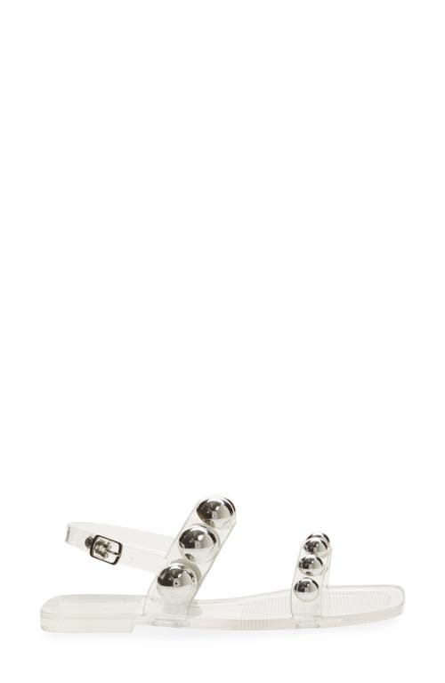 Jeffrey Campbell Gum-drop Studded Flat Jelly Sandals In Clear Silver