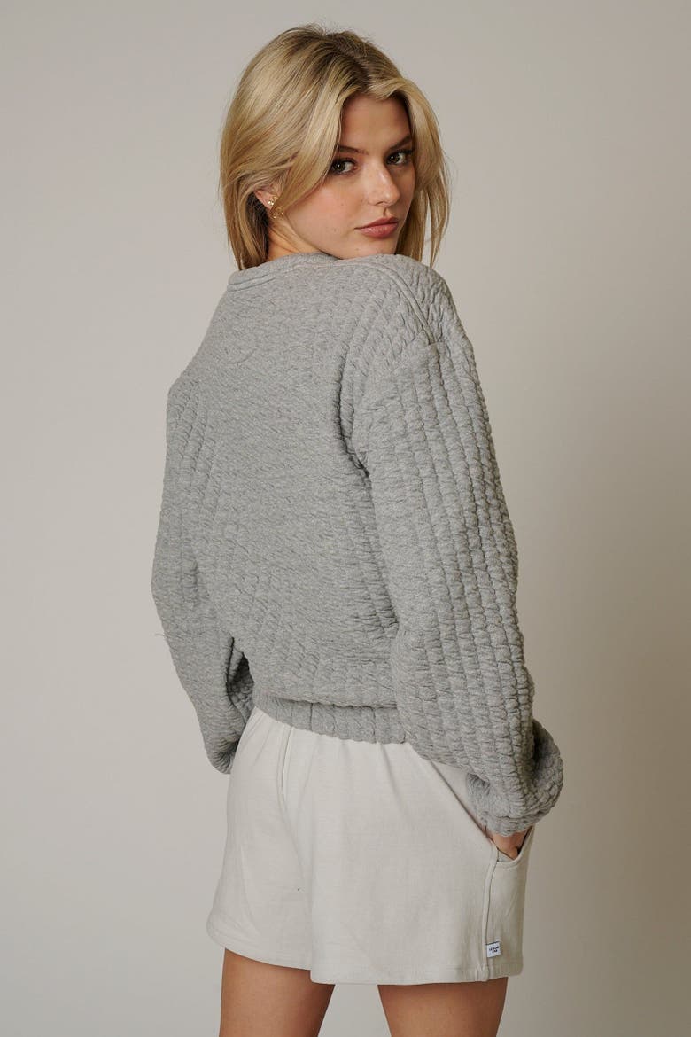 Women Quilt Crewneck Sweater, Alternate, color, Heathered Gray