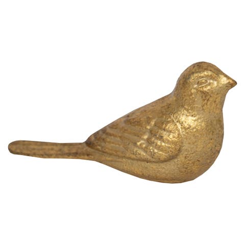 3.15" x 5.91 Moira Metallic Gold Cast Iron Bird Decorative Animal Tabletop Figurine
