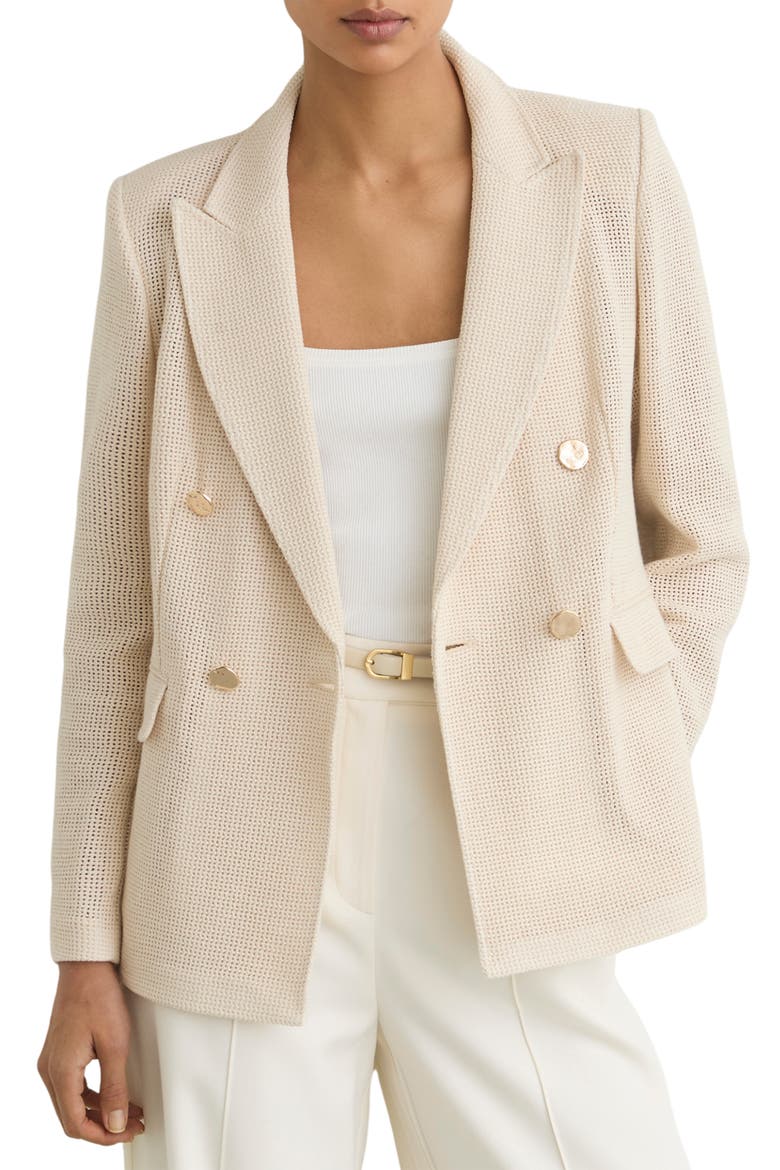 Fiore Open Stitch Cotton Blend Blazer, Main, color, CREAM