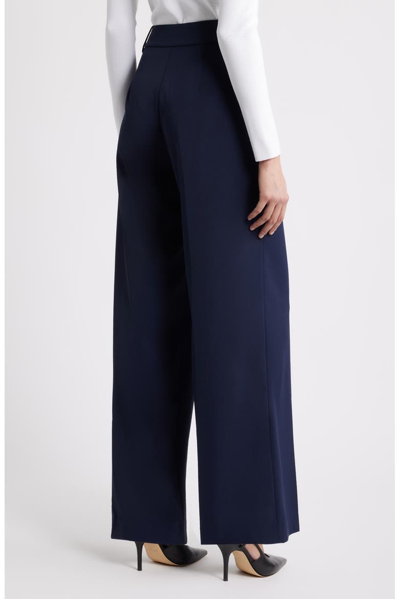 The Oakley Belt Detail High Waist Wide Leg Twill Pants, Alternate, color, NAVY