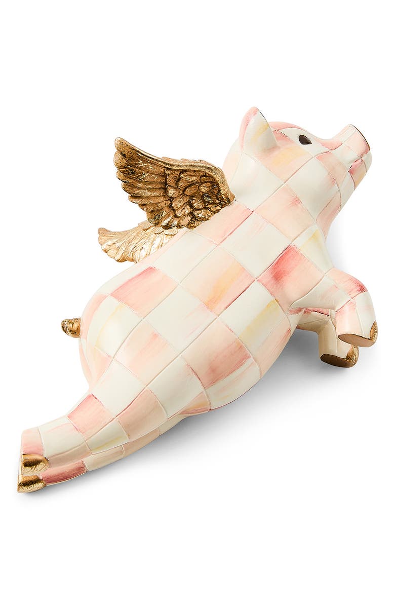 MACKENZIE CHILDS Rosy Check Flying Pig Pot Climber, Main, color, Rosy